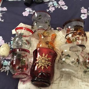 Cracked glass candle holders. 9 count beautiful 🌷